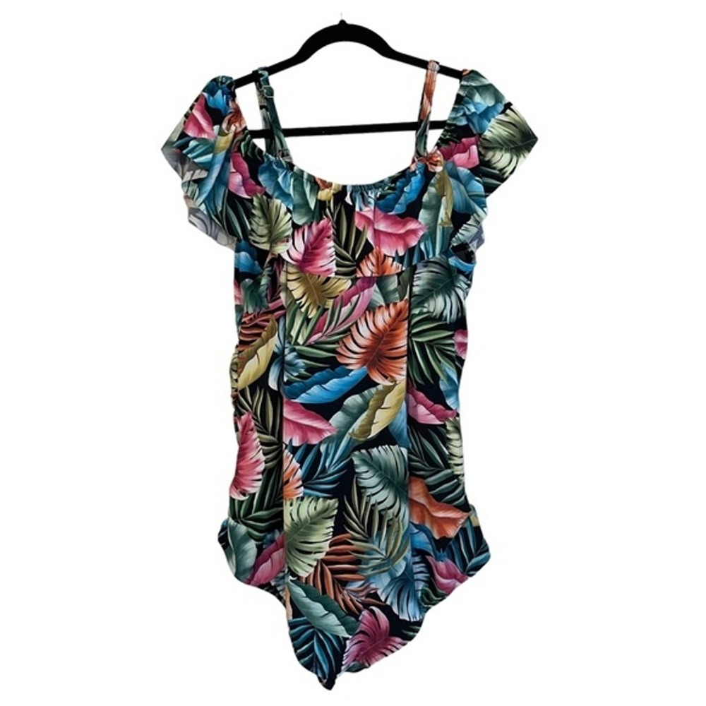 Swim Solutions Tummy Control Tropical Print One Piece Swimsuit Size 24W - Picture 12 of 12